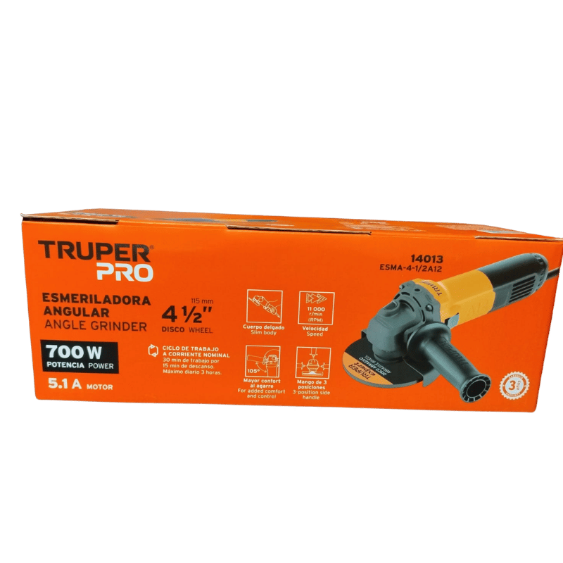 ESMERILADORA ANGULAR 4-1/2" 700W TRUPER PRO